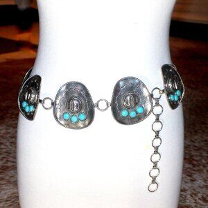 Southwest Sombrero Hat Medallion Belt - Size S/M